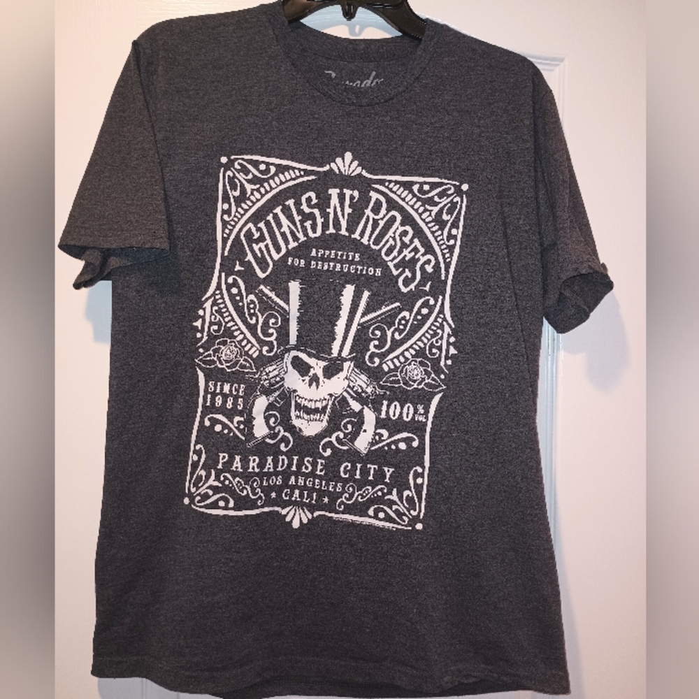 Rock Band Guns N Roses-Appetite For Destruction Skull Bravado Tee‎ Shirt Large
